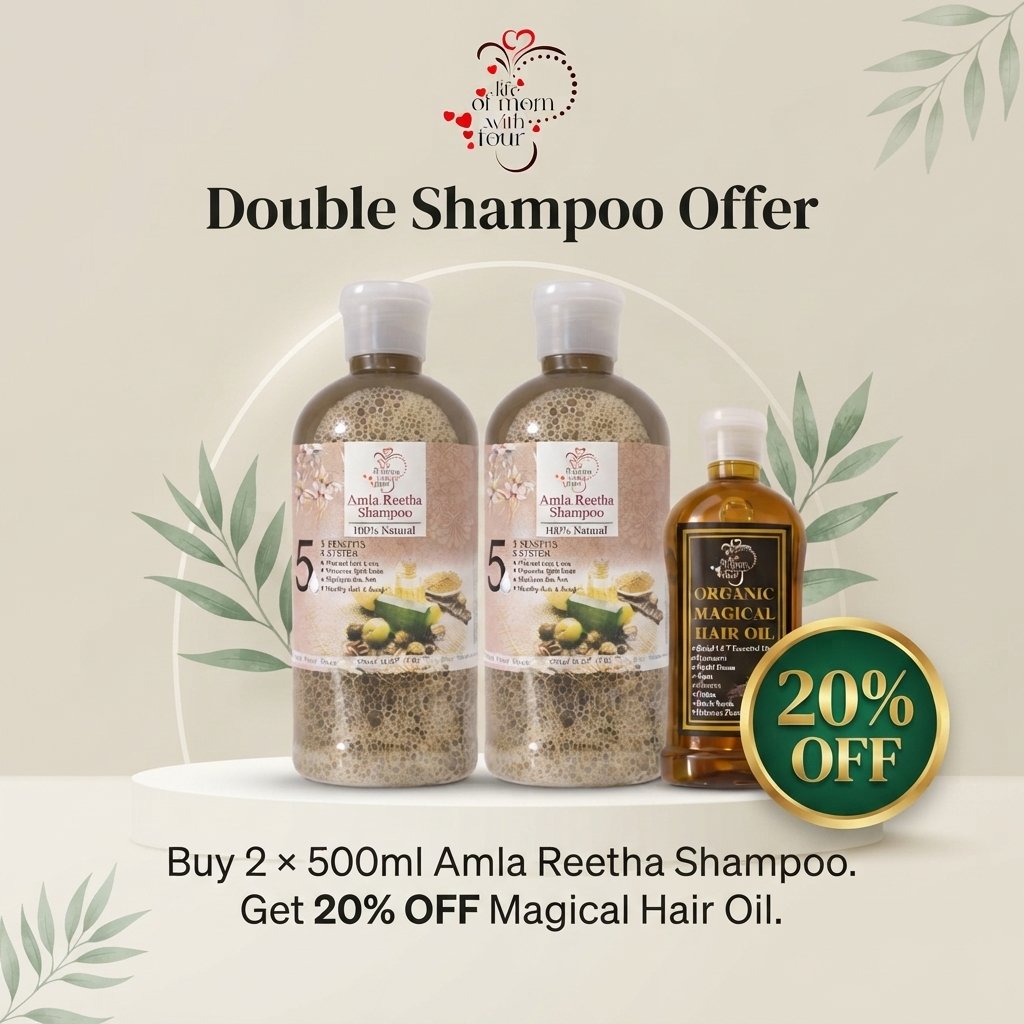 Double Shampoo Offer – Buy 2 × 500ml Amla Reetha Shampoo & Get 20% OFF Magical Hair Oil
